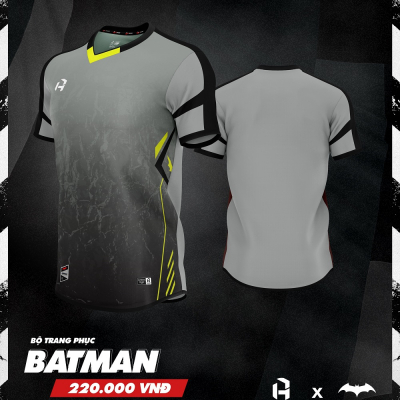 Áo bóng đá không logo Batman Xám