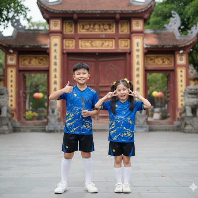 Áo không logo trẻ em HURRICAN xanh bích