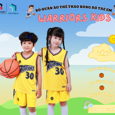 Áo bóng rổ trẻ em Warriors kids vàng