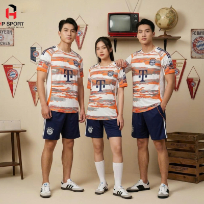 Áo CLB Bayern Munich trắng sọc 2025-2026