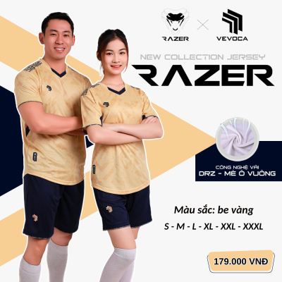 Áo bóng đá không logo Razer be vàng