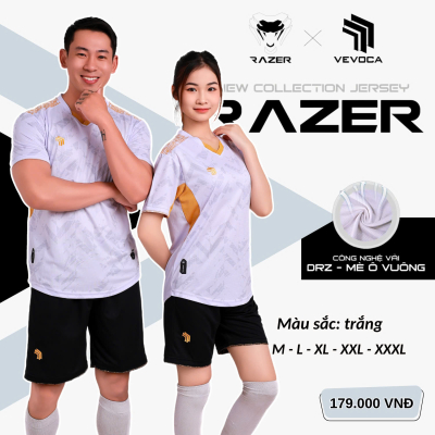 Áo bóng đá không logo Razer trắng