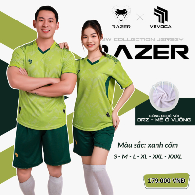 Áo bóng đá không logo Razer xanh cốm