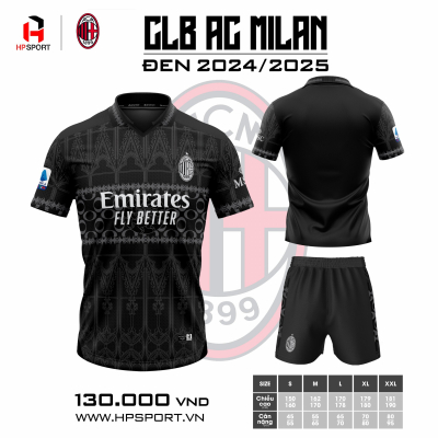 Áo CLB AC Milan đen 2024-2025